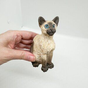 Vintage Sandicast Siamese Cat Stone Familiar Witchy Blue Eyes